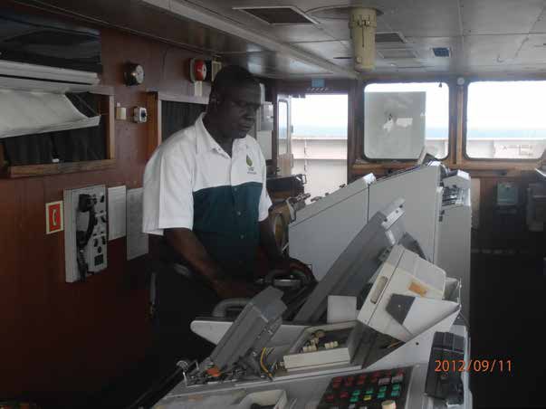 Officer on the bridge of a tanker